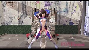 OverWatch Dva rides a shafting gadget